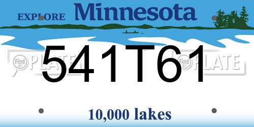 541T61 Minnesota License Plate