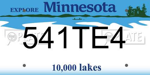 541TE4 Minnesota License Plate