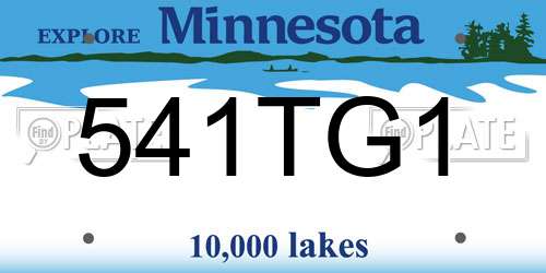 541TG1 Minnesota License Plate