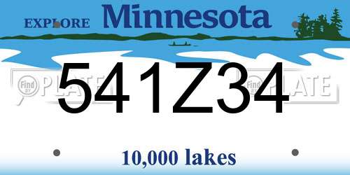 541Z34 Minnesota License Plate
