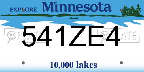 541ZE4 Minnesota License Plate