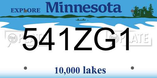 541ZG1 Minnesota License Plate
