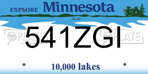 541ZGI Minnesota License Plate