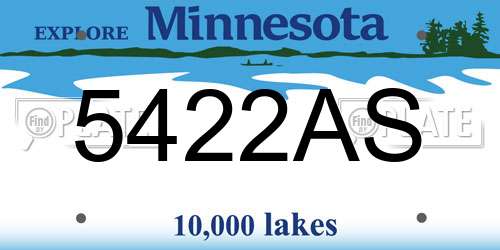 5422AS Minnesota License Plate