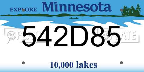 542D85 Minnesota License Plate