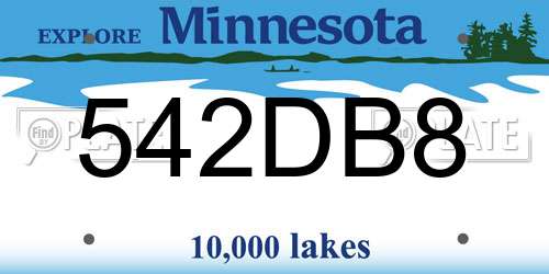 542DB8 Minnesota License Plate