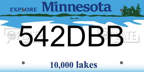 542DBB Minnesota License Plate