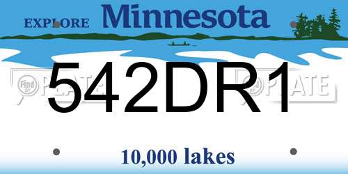 542DR1 Minnesota License Plate