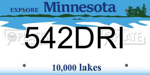 542DRI Minnesota License Plate