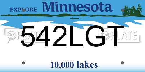 542LGT Minnesota License Plate