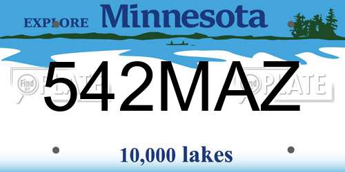 542MAZ Minnesota License Plate