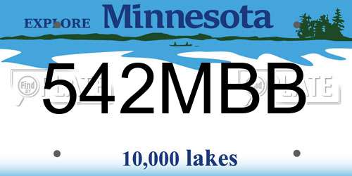 542MBB Minnesota License Plate
