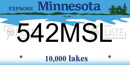 542MSL Minnesota License Plate