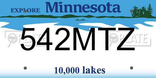 542MTZ Minnesota License Plate