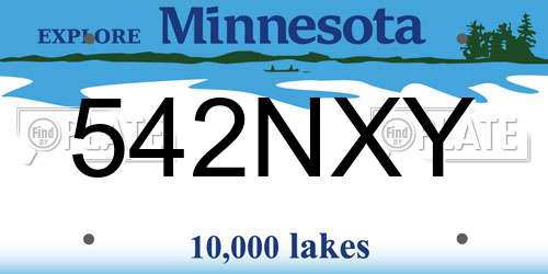 542NXY Minnesota License Plate