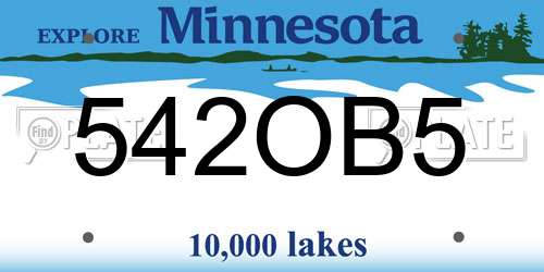 542OB5 Minnesota License Plate