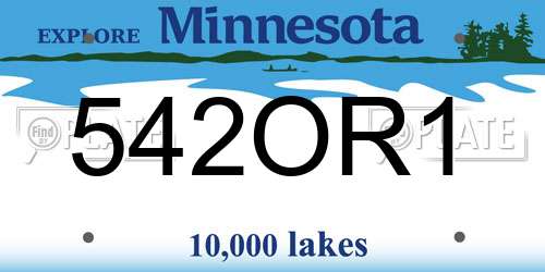 542OR1 Minnesota License Plate