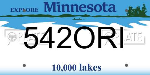 542ORI Minnesota License Plate