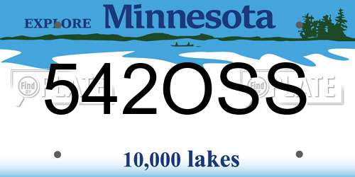 542OSS Minnesota License Plate