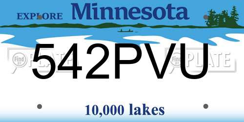 542PVU Minnesota License Plate