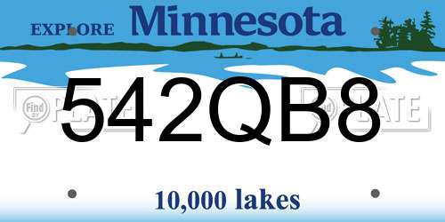 542QB8 Minnesota License Plate