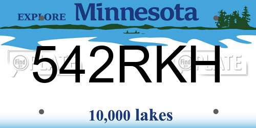 542RKH Minnesota License Plate