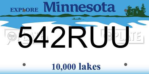 542RUU Minnesota License Plate