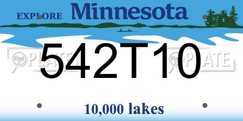 542T10 Minnesota License Plate