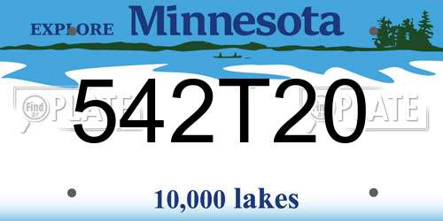 542T20 Minnesota License Plate