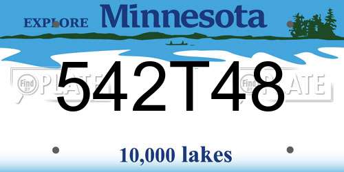 542T48 Minnesota License Plate