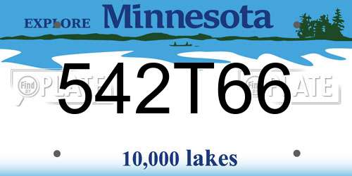 542T66 Minnesota License Plate