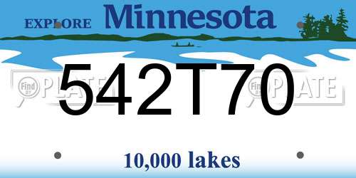 542T70 Minnesota License Plate