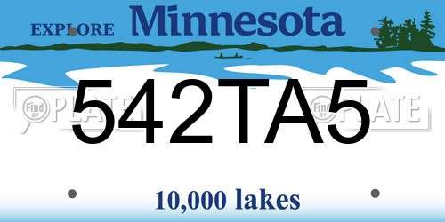542TA5 Minnesota License Plate