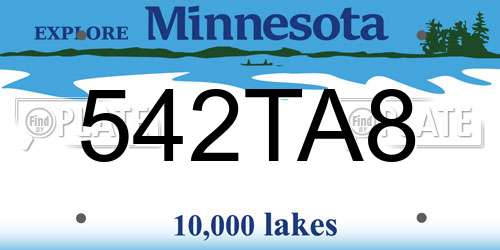 542TA8 Minnesota License Plate