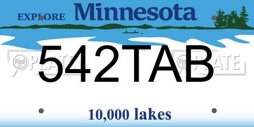 542TAB Minnesota License Plate