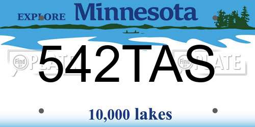 542TAS Minnesota License Plate