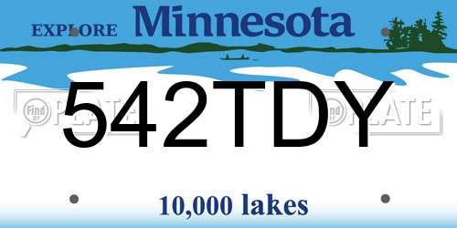 542TDY Minnesota License Plate