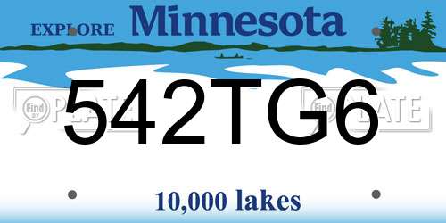 542TG6 Minnesota License Plate