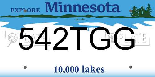 542TGG Minnesota License Plate