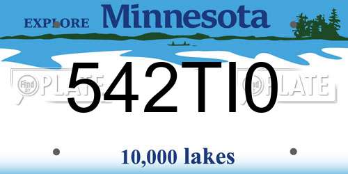 542TI0 Minnesota License Plate