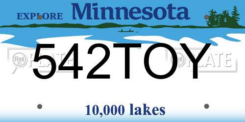 542TOY Minnesota License Plate