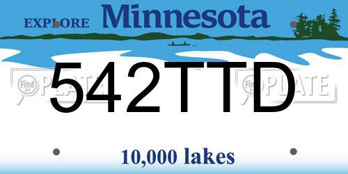 542TTD Minnesota License Plate