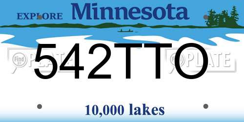 542TTO Minnesota License Plate