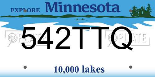 542TTQ Minnesota License Plate