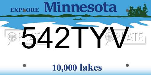 542TYV Minnesota License Plate