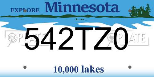 542TZ0 Minnesota License Plate