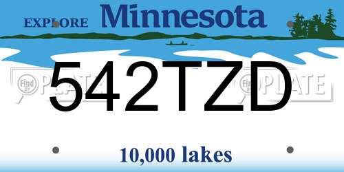 542TZD Minnesota License Plate