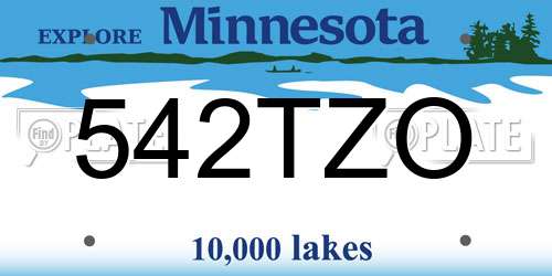 542TZO Minnesota License Plate