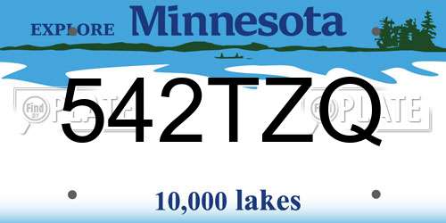 542TZQ Minnesota License Plate
