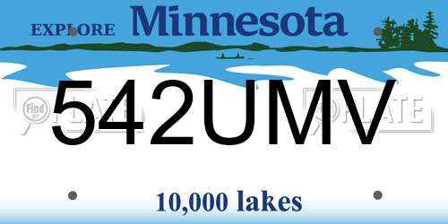 542UMV Minnesota License Plate